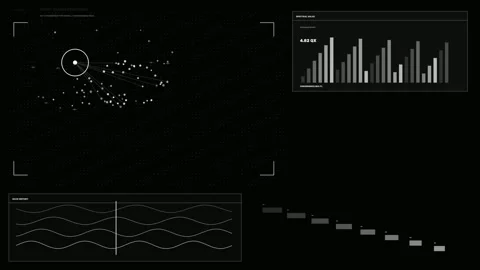3D Mapping Data Visualization HUD Seamless Loop Stock Footage 342249526