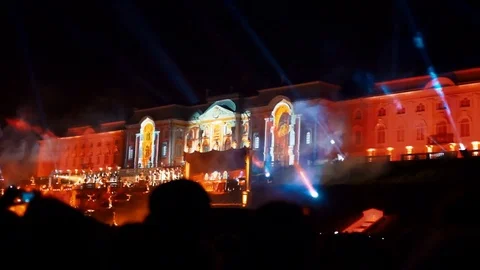 3d Mapping Laser Show at Peterhof, St.petersburg, Russia Stock Footage 71333046