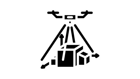 3d mapping tool aerial vehicle glyph icon animation Stock Footage 326735563