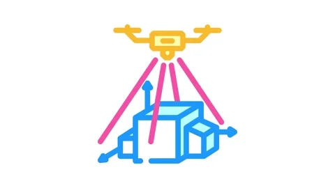 3d mapping tool aerial vehicle color icon animation Stock Footage 327259758