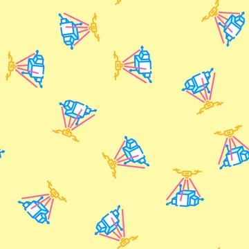 3d mapping tool aerial vehicle vector seamless pattern Stock Illustration