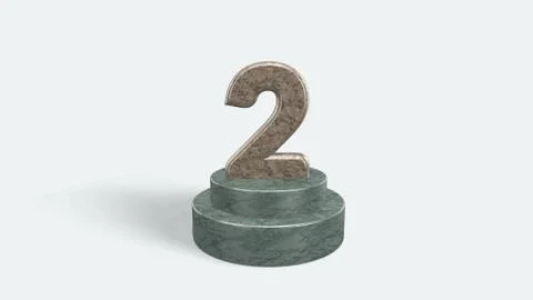 3d marble number 2 3d render on white background Stock Illustration