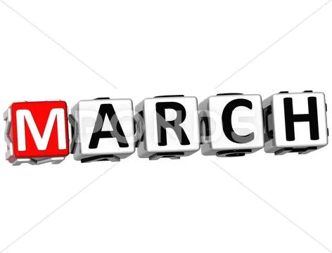 3d march block text Stock Illustration