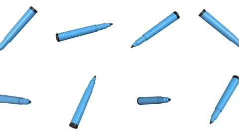 3D Markers Falling Against a White Background. Markers Falling Animation 3D. 4K Stock Footage 287723894