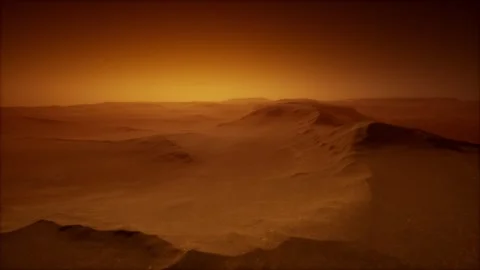 3D. Mars. Orange sky in the martian desert Stock Footage 287772789