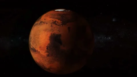 3d Mars planet zoom in on space with star Stock-Footage 221905884