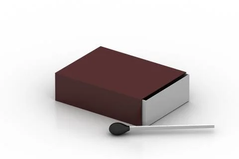 3d match box with stick Free Stock Illustration