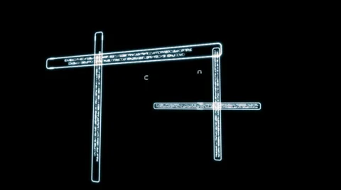 3D MATRIX OVERLAP HOLOGRAM. Alpha matte Stock Footage 35141344