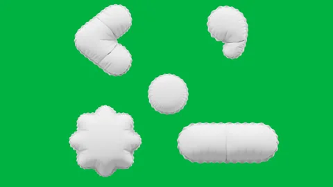 3D Matte White balloon 5 Different Symbols/Signs animation Stock Footage 264824043