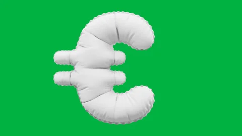 3D Matte White balloon Euro € Symbol/Sign animation Stock Footage 264818378