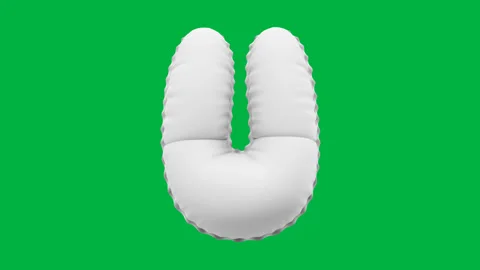 3D Matte White balloon Letter U animation Stock Footage 264815699