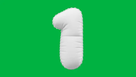 3D Matte White balloon Number 1 animation Stock Footage 264816096