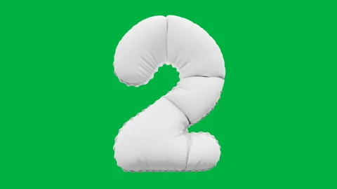 3D Matte White balloon Number 2 animation Stock Footage 264816299