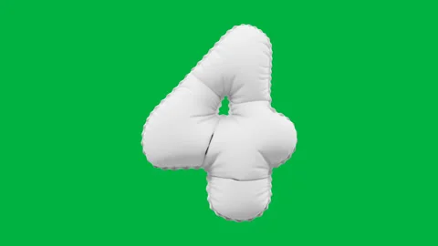 3D Matte White balloon Number 4 animation Stock Footage 264816310