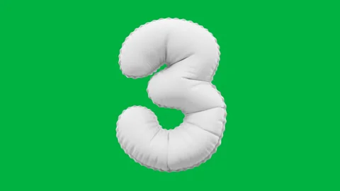 3D Matte White balloon Number 3 animation Stock Footage 264816351