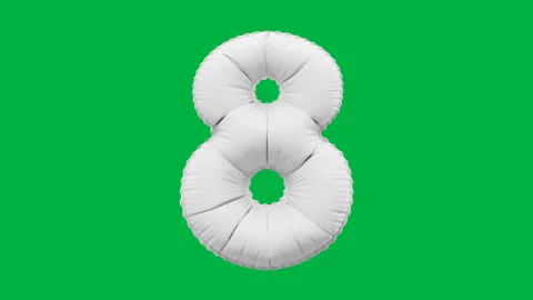 3D Matte White balloon Number 8 animation Stock Footage 264816814