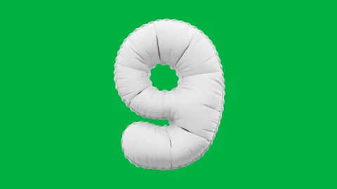 3D Matte White balloon Number 9 animation Stock Footage 264817237