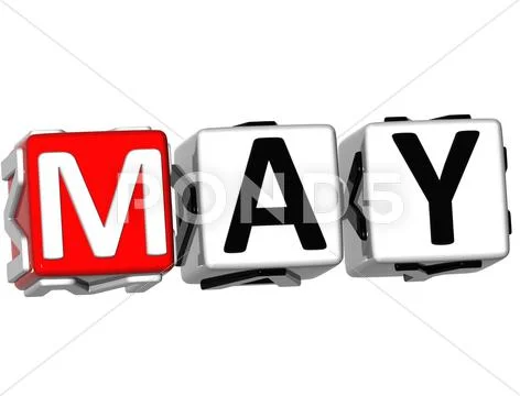 3d may block text Stock Illustration
