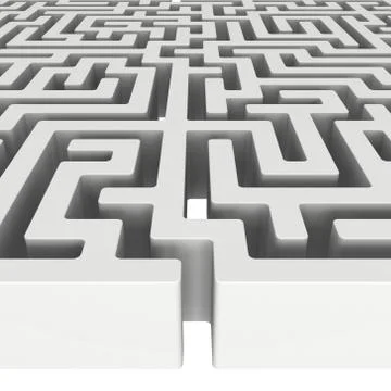 3D Maze. Labyrinth shape design element. Stock Illustration