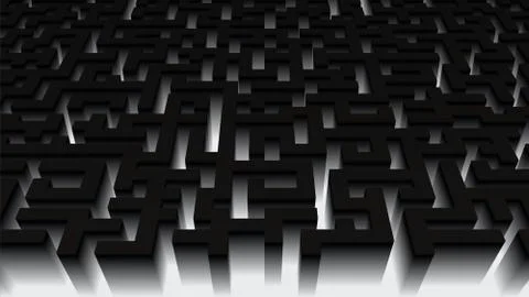 3d maze minimalistic perspective view background Stock Illustration