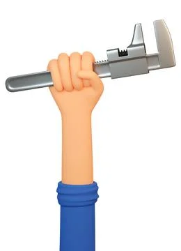 3d mechanic hand holds adjustable spanner Stock Illustration