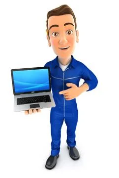 3d mechanic laptop Stock Illustration