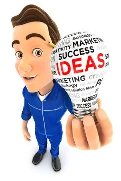 3d mechanic light bulb concept Stock Illustration