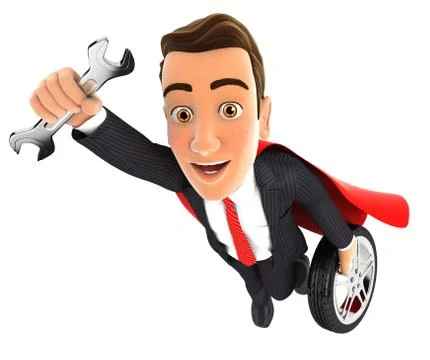 3d mechanic superhero Illustrazione stock