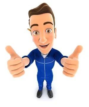 3d mechanic thumbs up Stock Illustration