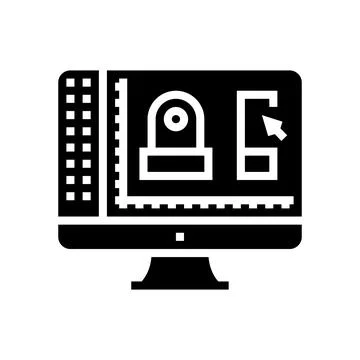 3d in mechanical design glyph icon vector illustration Stock Illustration