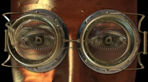 3D MECHANICAL MAN'S EYES MOVEMENT. ALPHA MATTE Stock Footage 40349990