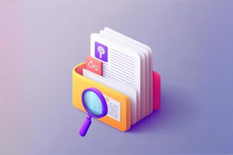 3d media file management concept. Searching image and video files in databa.. 스톡 일러스트