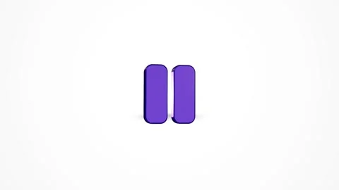 3D Media Pause Button Icon Animated Loop on White Background 4K Stock Footage 347650783