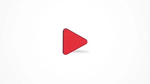 3D Media Play Button Icon Animated Loop on White Background 4K Stock Footage 347650779