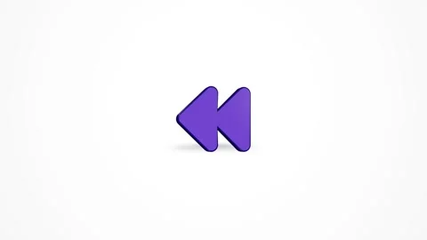 3D Media Rewind Backward Icon Animated Loop on White Background 4K Stock Footage 347650787