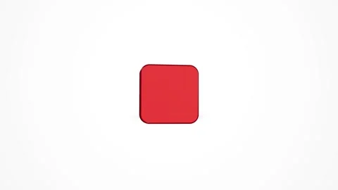 3D Media Stop Button Icon Animated Loop on White Background 4K Stock Footage 347650786