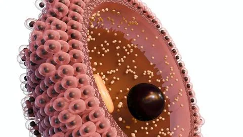 3D medical cross-section of a human oocyte. Stock Illustration