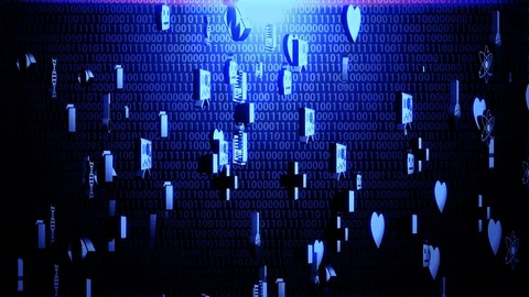 3D Medical Technology Icon Hovering over the Screen on The Random Binary Code Stock Footage 129006098