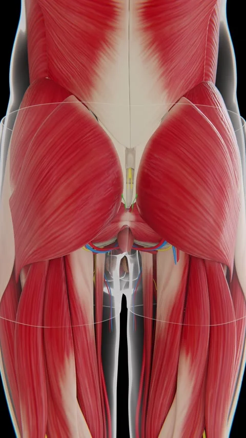 3D medical visualization of the human muscular system showing major muscles Stock Footage 346892026