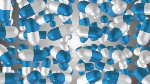 3D Medicine Pills Falling. 3D Capsules Falling Animation. 4K Stock Footage 277520491