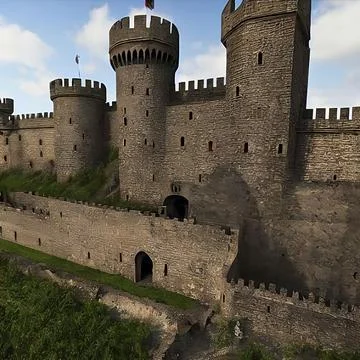 A 3D Medieval castle Illustration Ilustración de archivo