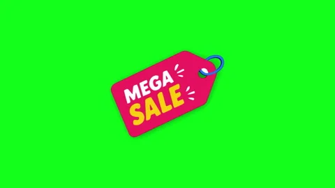 3D Mega Sale Tag Animation on Green Screen Background Stock Footage 334715422