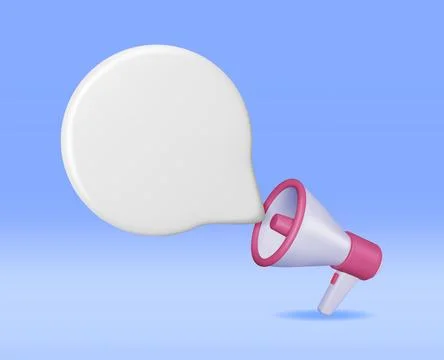 3D Megaphone with Blank Bubble Chat Stock Illustration