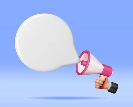 3D Megaphone with Blank Bubble Chat Stock Illustration
