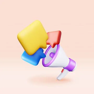 3D megaphone with blank bubble chat isolated Stock Illustration
