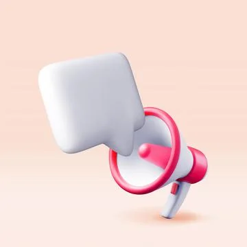 3D megaphone with blank bubble chat isolated Illustrazione stock