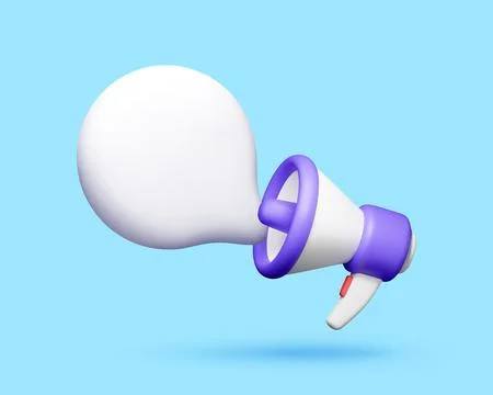 3d megaphone with blank speech bubble Stock-Illustration