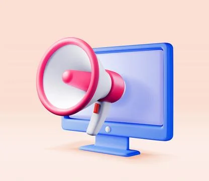 3D megaphone in computer isolated. Stock Illustration