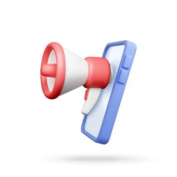 3d megaphone emerging from smartphone screen Stock-Illustration