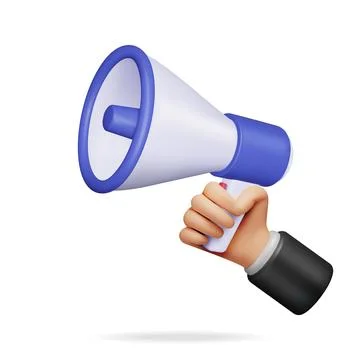 3D Megaphone in Hand Isolated Stock Illustration